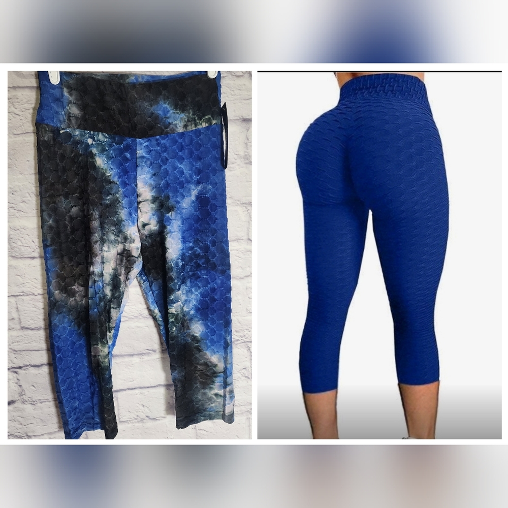 Victoria Collection/ L/XL/NWT/BLUE, BLACK, GRAY/HONEY COMB LEGGINGS